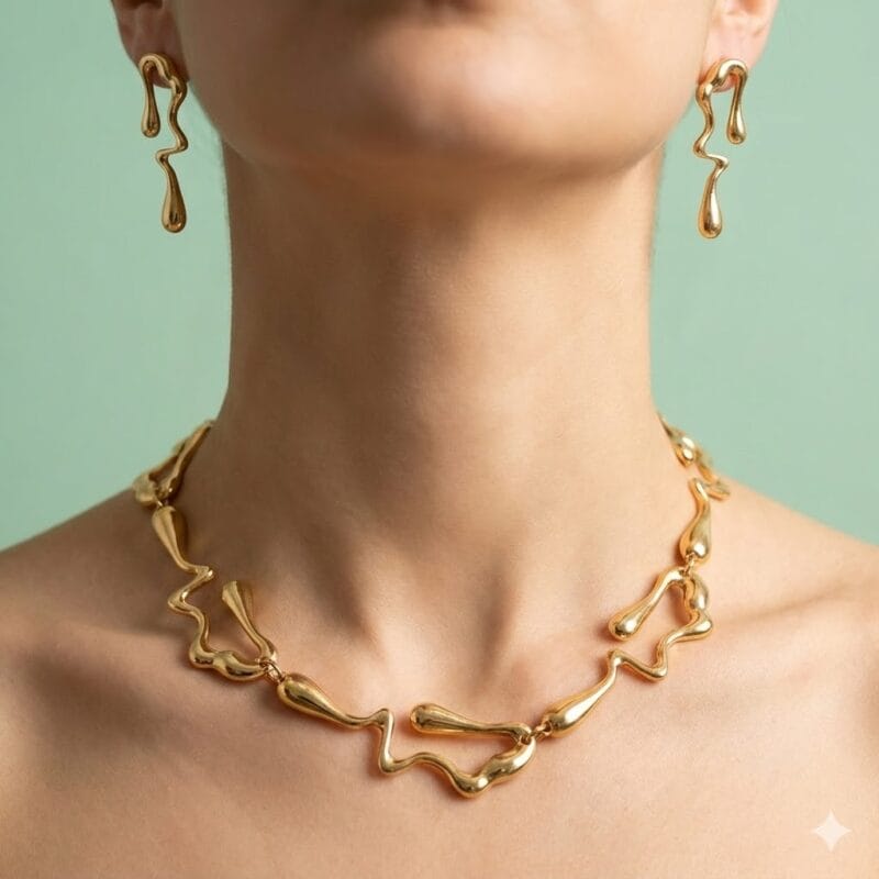 Conjunto Colar e brinco Lava d’Or