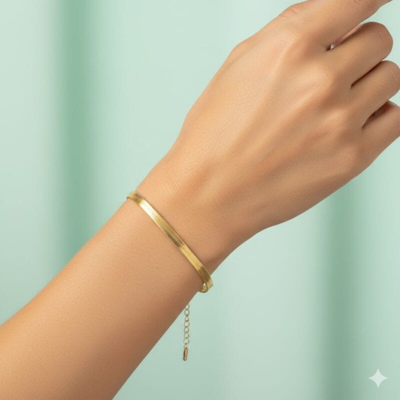 Pulseira Malha Fita Lisa 4mm Delicada